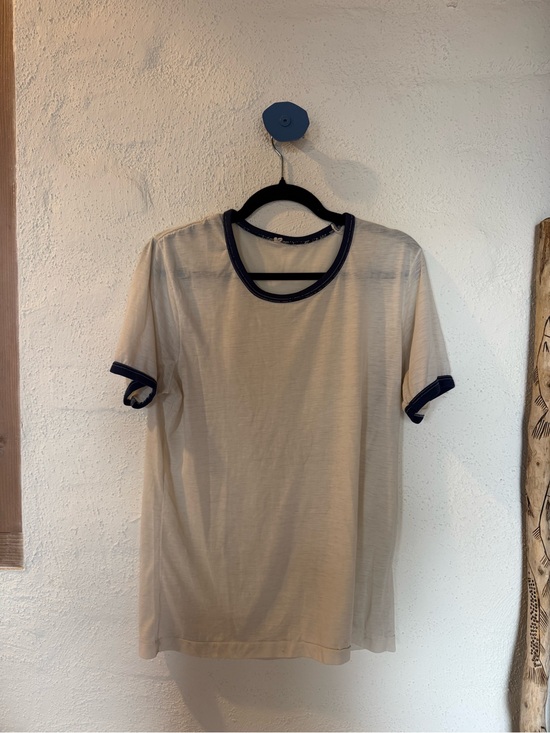 Vintage Tops - Vintage Cream Ringer Tee with Navy Trim